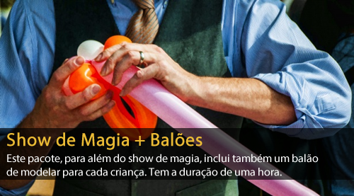 show de magia e balões de modelar